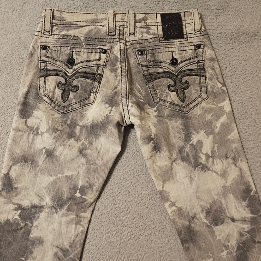 Rock Revival Jack Alt Straight Tie Dye Grey Denim Jeans TJ888BA5 Mens 36x34